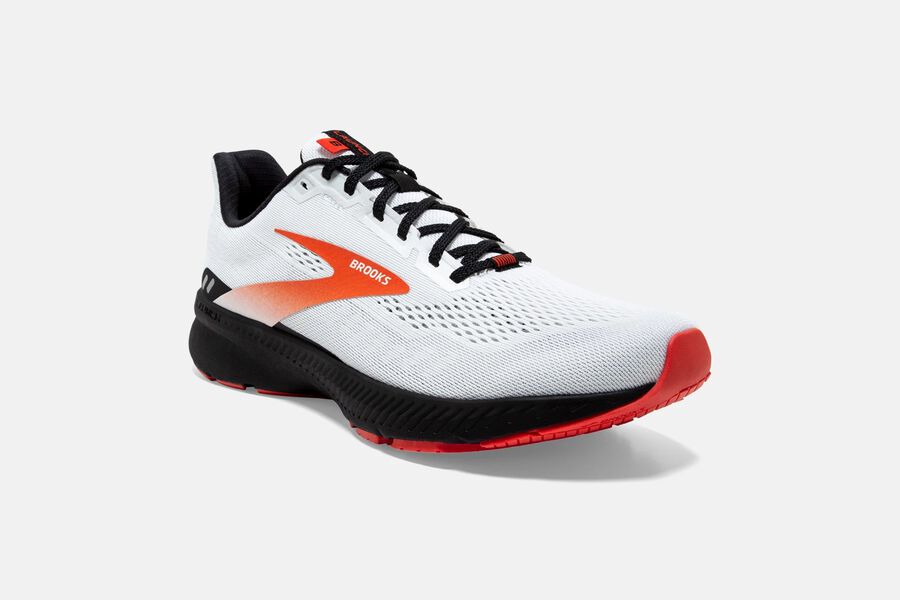 Brooks Launch 8 Road Running Shoes - Mens - White/Black/Red - MU4087369